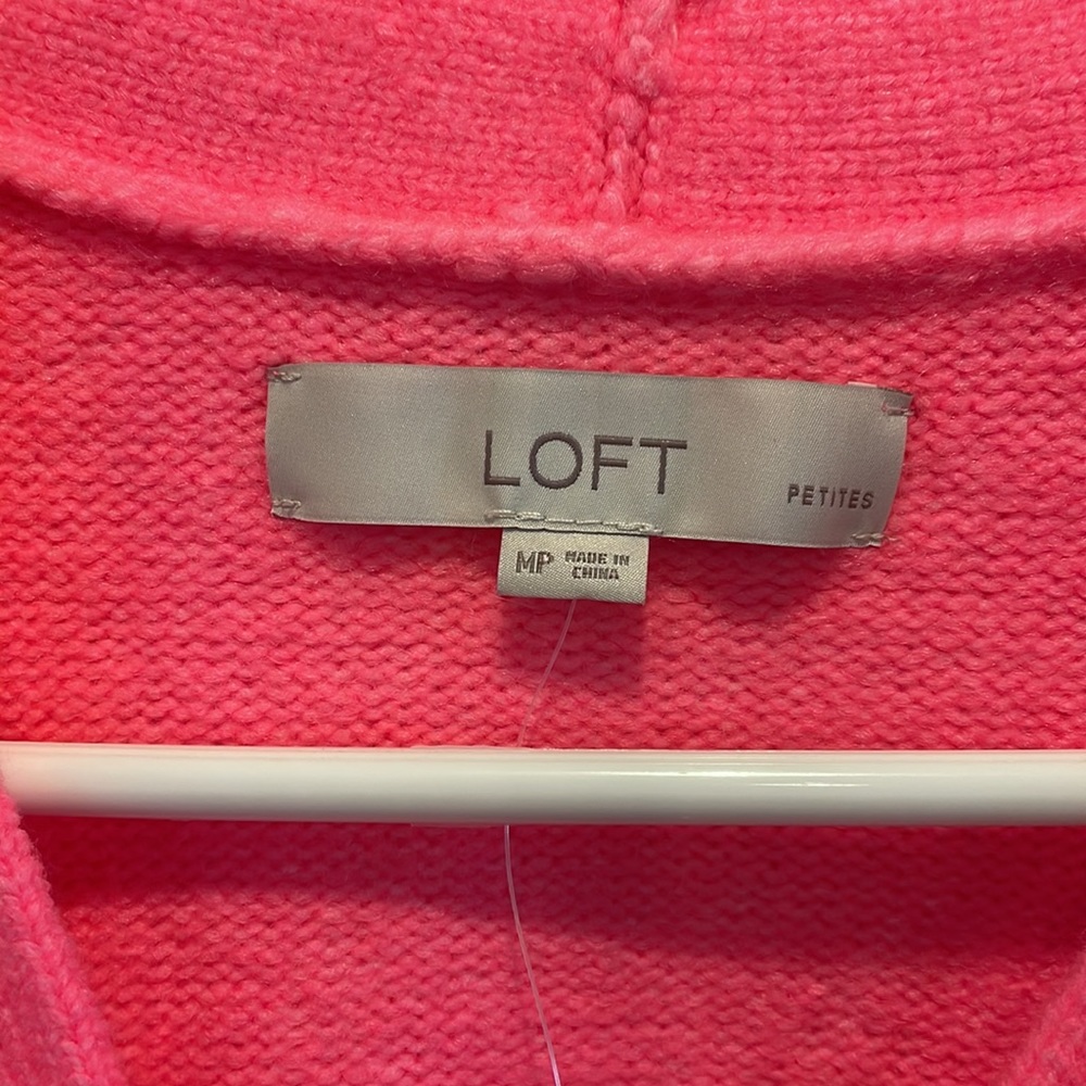NWT Loft Petites Bright Pink Star Cardigan Women’s Size Medium Petite - Picture 2 of 8